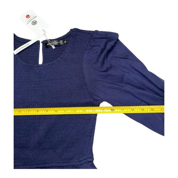 MEROKEETY LONG SLEEVE SMOCKED TIERED MINI DRESS SIZE M New - Picture 7 of 9